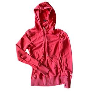 Nike Dri-Fit XS Women Pink Running Jacket Full Zip Pockets Adjust Hood Cold
